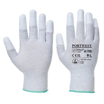 Антистатичні захисні рукавички з поліуретановим покриттям на пальцях PORTWEST A198 A198 фото